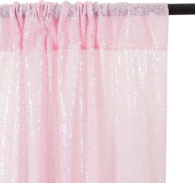 Eternal Beauty Pink 3mm Sequin Backdrop 2x8 Ft 2 Pack Wedding | Dense Sparkle - Image 5