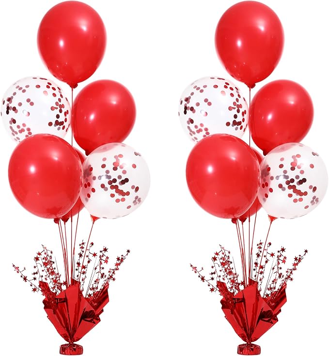 Red Balloon Table Centerpiece Kit, 2 Sets Red Balloon Stands by Besutolife