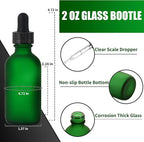 12 Pcs, 2oz Glass Dropper Bottle, Leakproof Tincture Bottles with Dropper, Green Reusable Eye Dropper Bottle, Preety Frosted Texture, for All Kinds of Liquids (Green-Frosted, 2oz-12pcs)