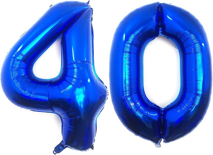 40 Inch Navy Blue 40 Number Balloons Giant Jumbo Huge 40 Foil Mylar Helium by LHOAVWE