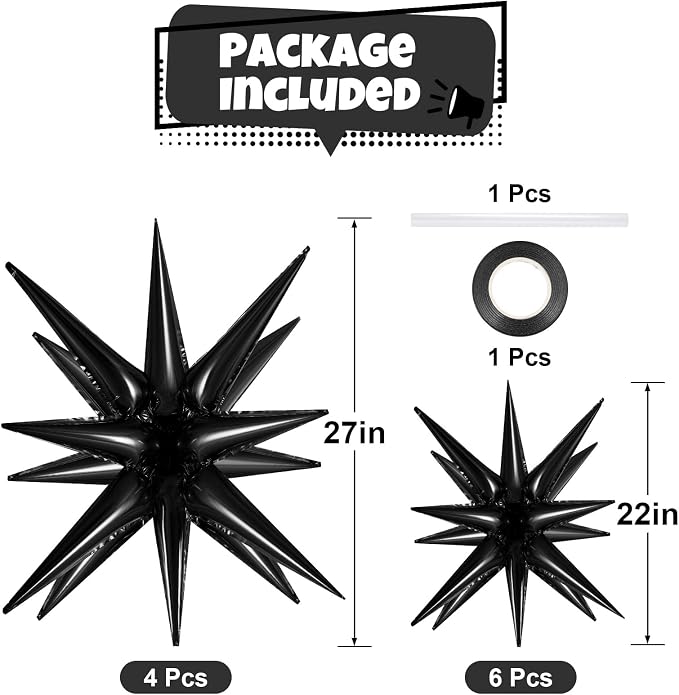 10 Pcs Star Balloons Explosion Balloons Foil Cone Balloon Magic - Image 2