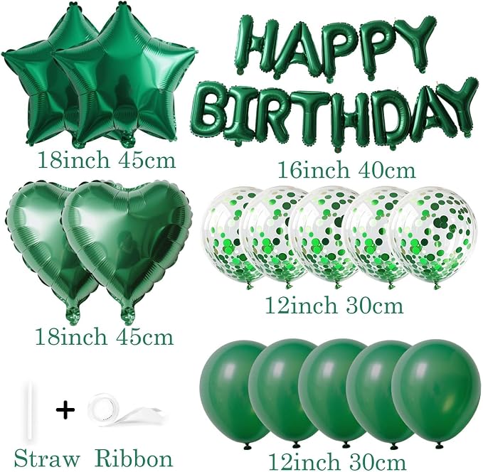 27 Pcs Green Birthday Decorations, 3D Letters Green Happy Birthday Balloon - Image 4