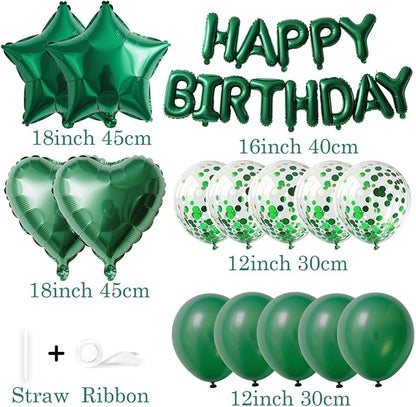 27 Pcs Green Birthday Decorations, 3D Letters Green Happy Birthday Balloon - Image 4