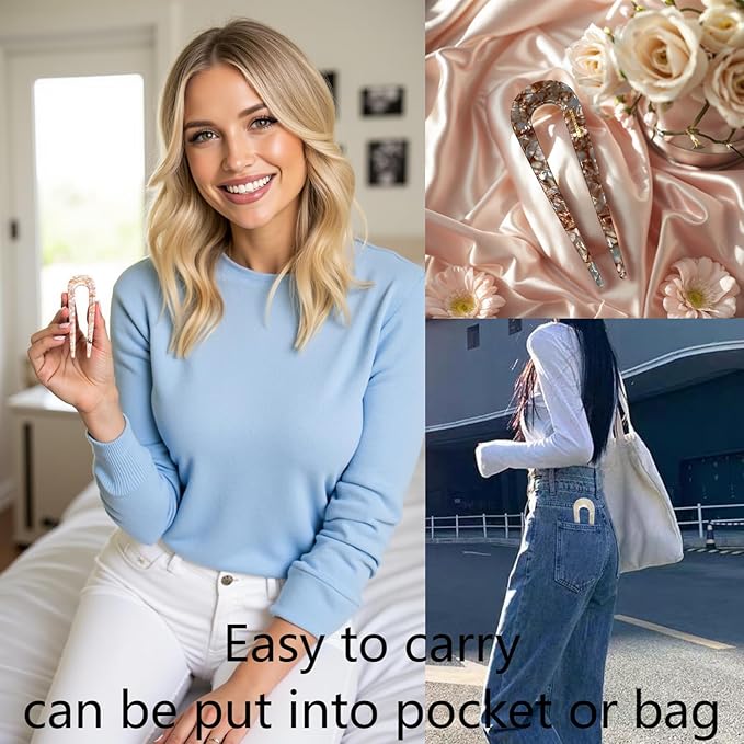 French Hair Pins for Women,U-Shaped Hair Pins,4Pc Twist Hair Stick,Suitable French Pins for Thick Hair(White,Brown,Dark Brown)