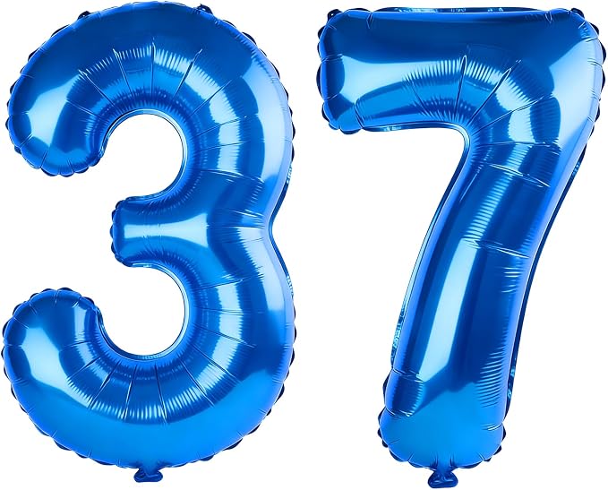 40 Inch Number 37 Balloons for 37th Birthday Party Decorations, 0-100 Dark Blue by FOBELEC