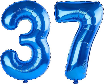 40 Inch Number 37 Balloons for 37th Birthday Party Decorations, 0-100 Dark Blue by FOBELEC