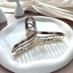 Large Metal Acetate Hair Claw Clips with Rhinestones, Gold Metal Hair Claw for Thick Hair, Strong Hold Non Slip Gold Hair Clips & Acetate Rhinestone for Women（Mermaid Amber）