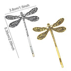Dragonfly Hair Clip, Gold & Silver Antique Decorative Bobby Pins for Prom Birthday Party Wedding Retro Hair Styling Pins Accessories for Women Girls Bride French Hairpins
