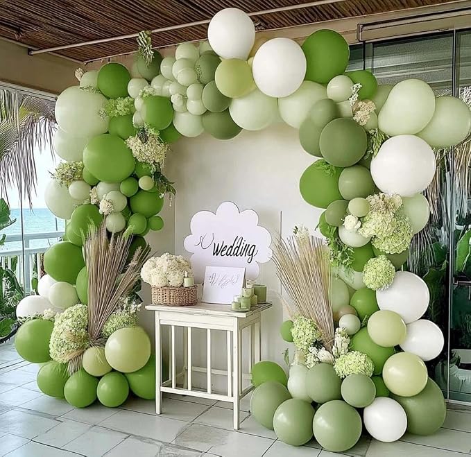 Green Balloon Arch Kit Double Stuffed Olive Dusty Sage Green White Balloons - Image 6