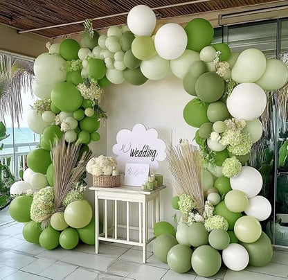 Green Balloon Arch Kit Double Stuffed Olive Dusty Sage Green White Balloons - Image 6