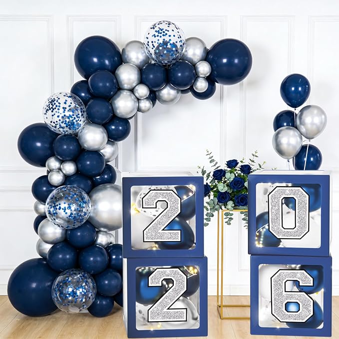 Navy Blue and Silver Graduation Decorations 2026 - Image 5