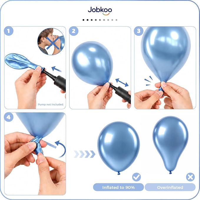 Jobkoo Metallic Blue Balloons, 12 Inch Chrome Light Baby Blue Latex Balloon | - Image 5