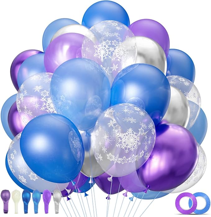 68Pcs Purple and Blue Party Balloons Kit 12 Inch Pearl Light Blue Metallic by KUULBELAballoons