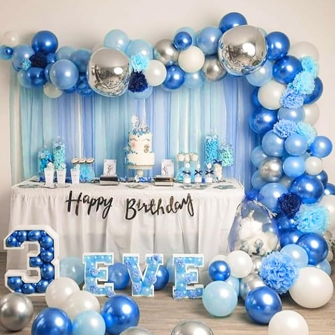 Awenztech 122pcs Metallic Blue Latex Balloons in 18 12 10 5 inches | Graduation - Image 7