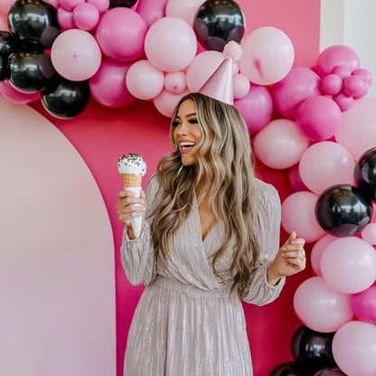 Pink and Black Balloons, 12 Inch Pink Black Balloons, Hot Pink White Pastel - Image 7