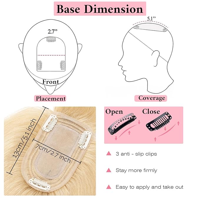 SEGO 100% Real Human Hair Toppers, with Air Bangs, Silk Base 150% Density, Clip in Topper, 2.7肺5.1・ HairPieces for Women, with Thinning/Hair Loss Cover Gray