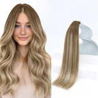 Sunny Hair Tape in Hair Extensions Human Hair, Human Hair Tape in Extensions Light Brown Balayage Blonde Hair Extensions Real Human Hair Tape in 14Inch 50g