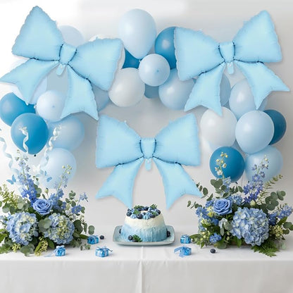 6 Pcs Light Blue Bow Balloons for Girls, 38 Inch Bow Foil Balloons, Bows Gender - Image 4