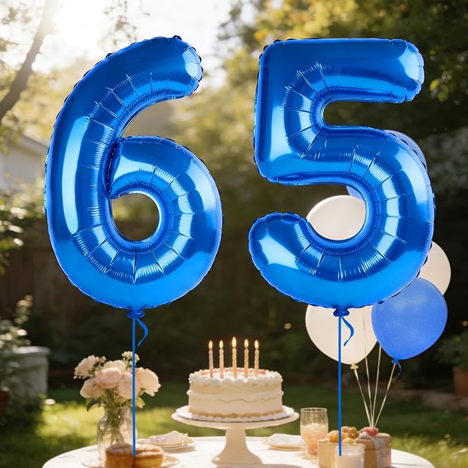 40 Inch Number 65 Balloons for 65th Birthday Party Decorations, 0-100 Dark Blue - Image 3