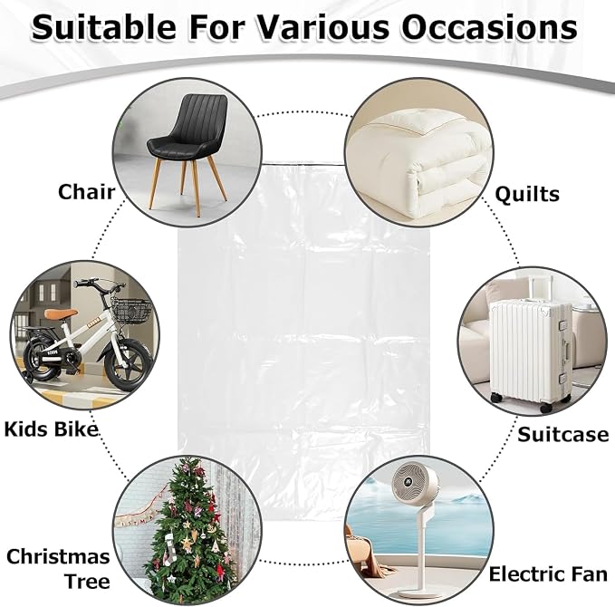 40 x 60 inches Extra Large Clear Drawstring Plastic Storage Bags, MoistureProof - Image 4