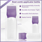 BLAAROOM Root Comb Applicator Bottle 6 Ounce, 4 Pack Hair Oil Applicator with Root Comb Brush - Dark Purple