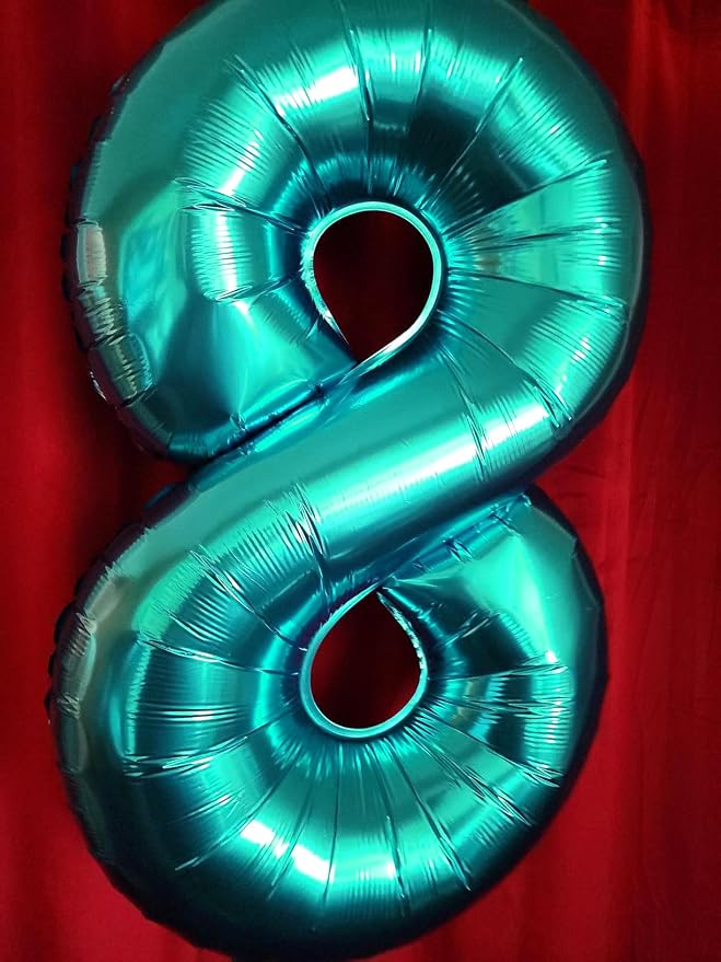 8 Balloon Numbers Party Decorations, 40In Blue-green Balloons - Image 2