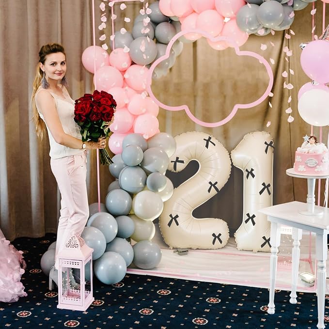 40 Inch Number Balloons with Bow Coquette Birthday Decorations Giant Number 1 - Image 6