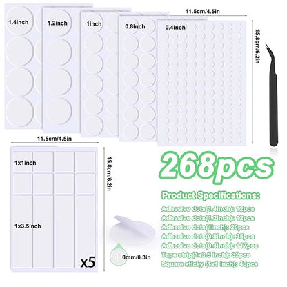 268PCS Sticky Tack for Wall Hanging, Double Sided Dots in Different Size - Image 3