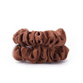 4 Pcs Silk Hair Ties, 22 Momme 100% Mulberry Hair Band, Silk Scrunchies for Women and Girls, 6A Grade No Damage Ponytail Holders (0.4in Width, Brown)