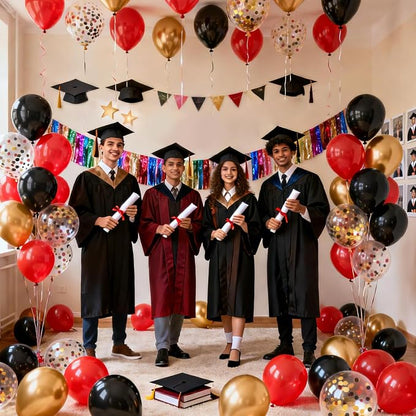 Patimate Red Black Gold Balloons Set 50Pcs 12 Inch Latex Party Balloons | Red - Image 5