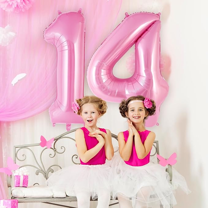 Pink Number 14 Balloon, 40 Inch Big Large Foil Helium Number Balloons, Giant - Image 5