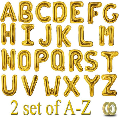 52 Pcs Gold Letter Balloons Foil Alphabet A to Z Balloons Personalized Phrase by Uorbmaio