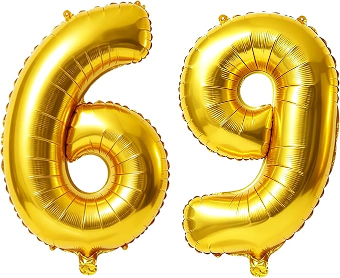 40 Inch Number 69 Balloons for 69th Birthday Party Decorations, 0-100 Gold by FOBELEC