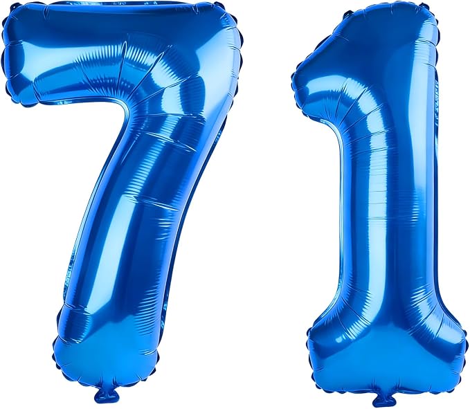 40 Inch Number 71 Balloons for 71st Birthday Party Decorations, 0-100 Dark Blue by FOBELEC