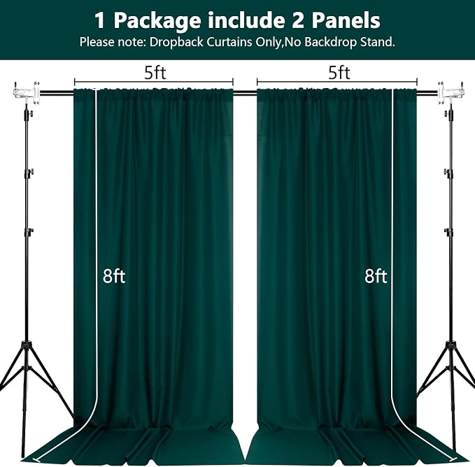 10ft x 8ft Hunter Green Backdrop Curtains - Image 2