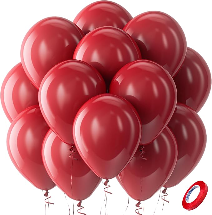 Bezente Burgundy Balloons Latex Party Balloons 100 Pack 12 inch | Dark Ruby by Bezente