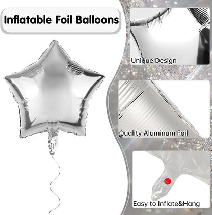 Fovths 12 Pieces Silver Foil Star Balloons 18 Inch Large Star Foil Balloon - Image 3