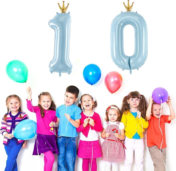 Number 1 Foil Balloon with Crown, 40-Inch Light Blue | Light blue number 1 foil - Image 5