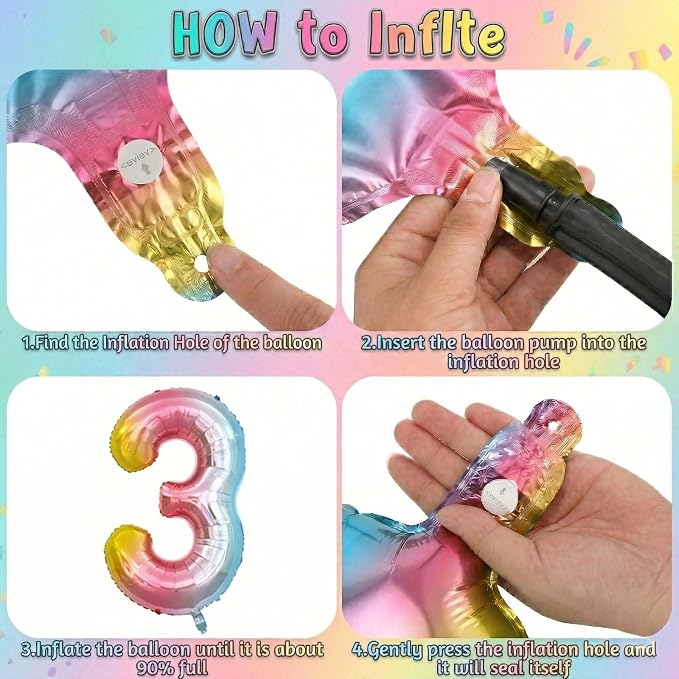 Rainbow Ombre Number 3 Balloon 40 Inch, Pastel Foil Decor | Dreamy Rainbow - Image 5