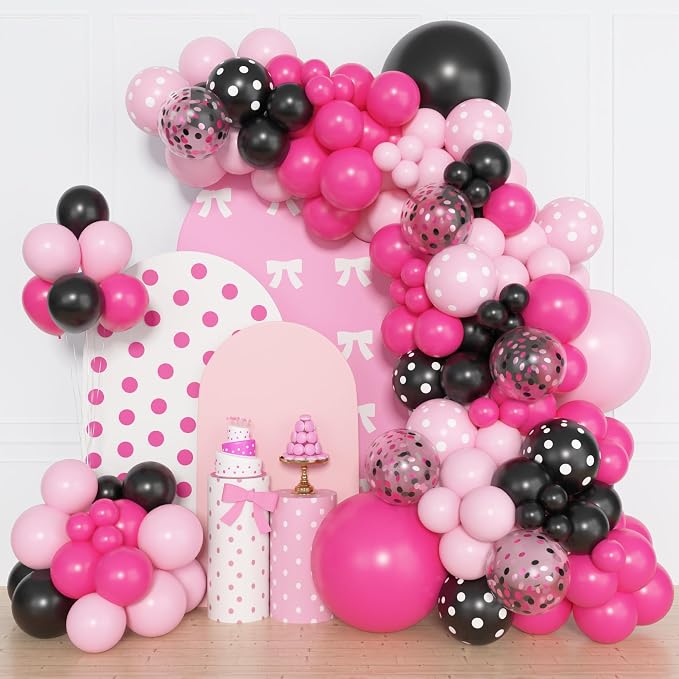 Amandir 153pcs Pink Black Balloon Garland Arch Kit Different Sizes | 18 12 10 5 by Amandir