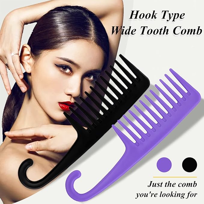 6PCS Large Wide Tooth Comb Rat Tail Comb Set, Shower Combs for Wet or Dry Hair, Premium Hair Brush Combs Detangle Curls, Detangler Comb for Detangling Wigs, Styling Curly Parting Kit for Men and Women
