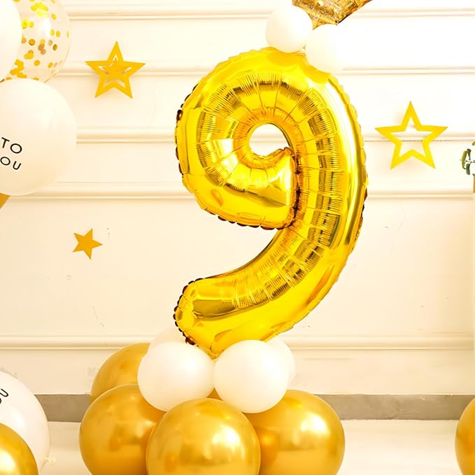 40 Inch Gold Number Balloons, Helium Mylar Foil Number Balloons - Image 3