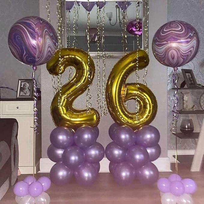 Gold 28 Number Balloons, 40 Inch Giant Number 28 Balloons Foil Mylar Helium - Image 4