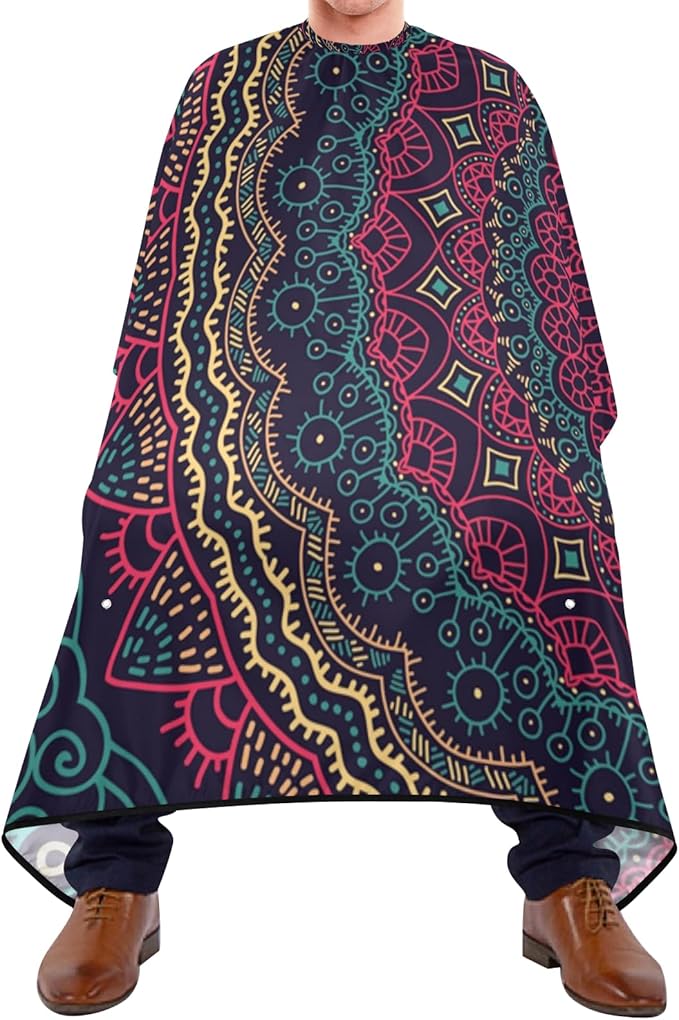 ALAZA Tribal Mandala Barber Cape for Men Women, Waterproof Haircut Apron Beard Shaving Bib Hair Cutting Cloth 55 x 65 Inch