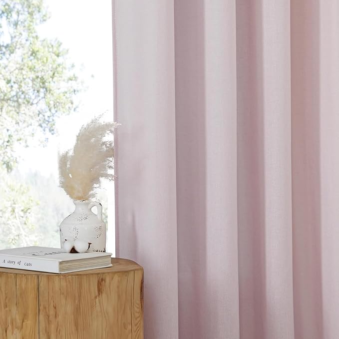 NICETOWN Blush Pink Linen Curtains - Image 3