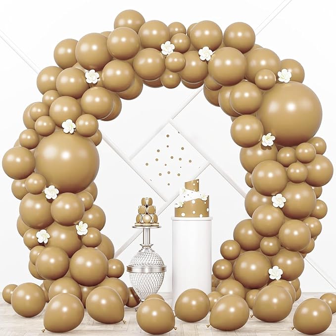 Voircoloria 90pcs Khaki Balloons Garland Arch Kit, 18 12 10 5 Inch | by Voircoloria