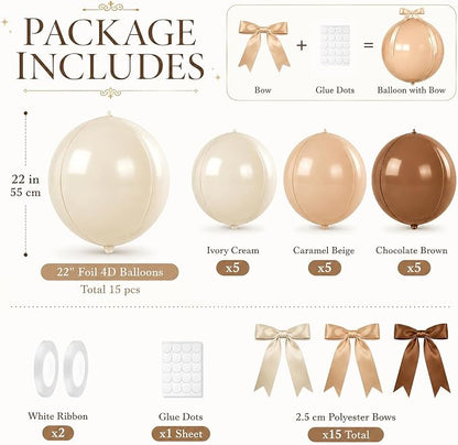 Cream Beige Khaki Round Foil Balloons - Image 2