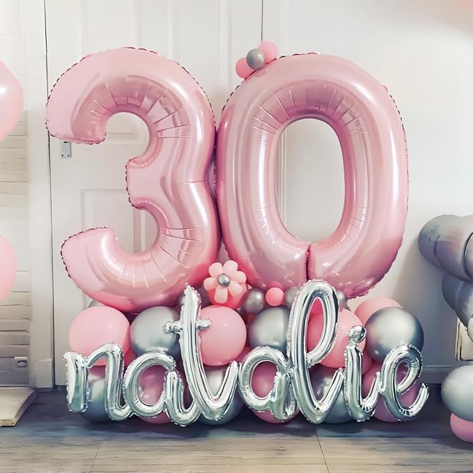 40" Balloon Number 0 Pastel Pink, Large Foil Pink Number Balloons Set 0-9 - Image 7