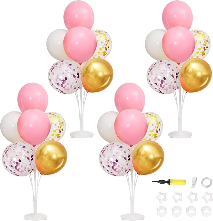 4 Sets Pink Gold Confetti Balloons Centerpieces by ZyloonDecoration