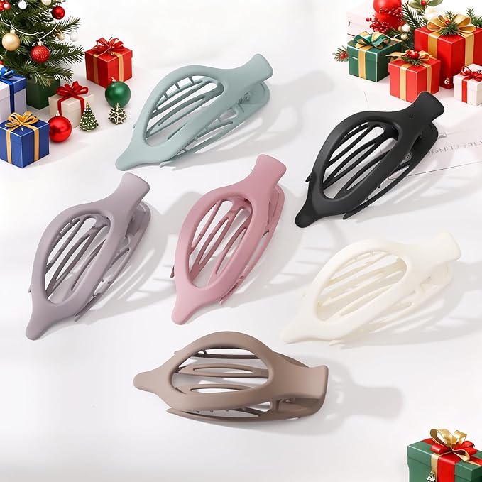 6 Packs Flat Hair Clips, Curved Claw Clips for Women Girls, Alligator Clips for Thick Thin Hair, Strong Hold Duck Billed Clips,4.7 Inch Hair Barrettes for Styling Sectioning, Christmas Gifts